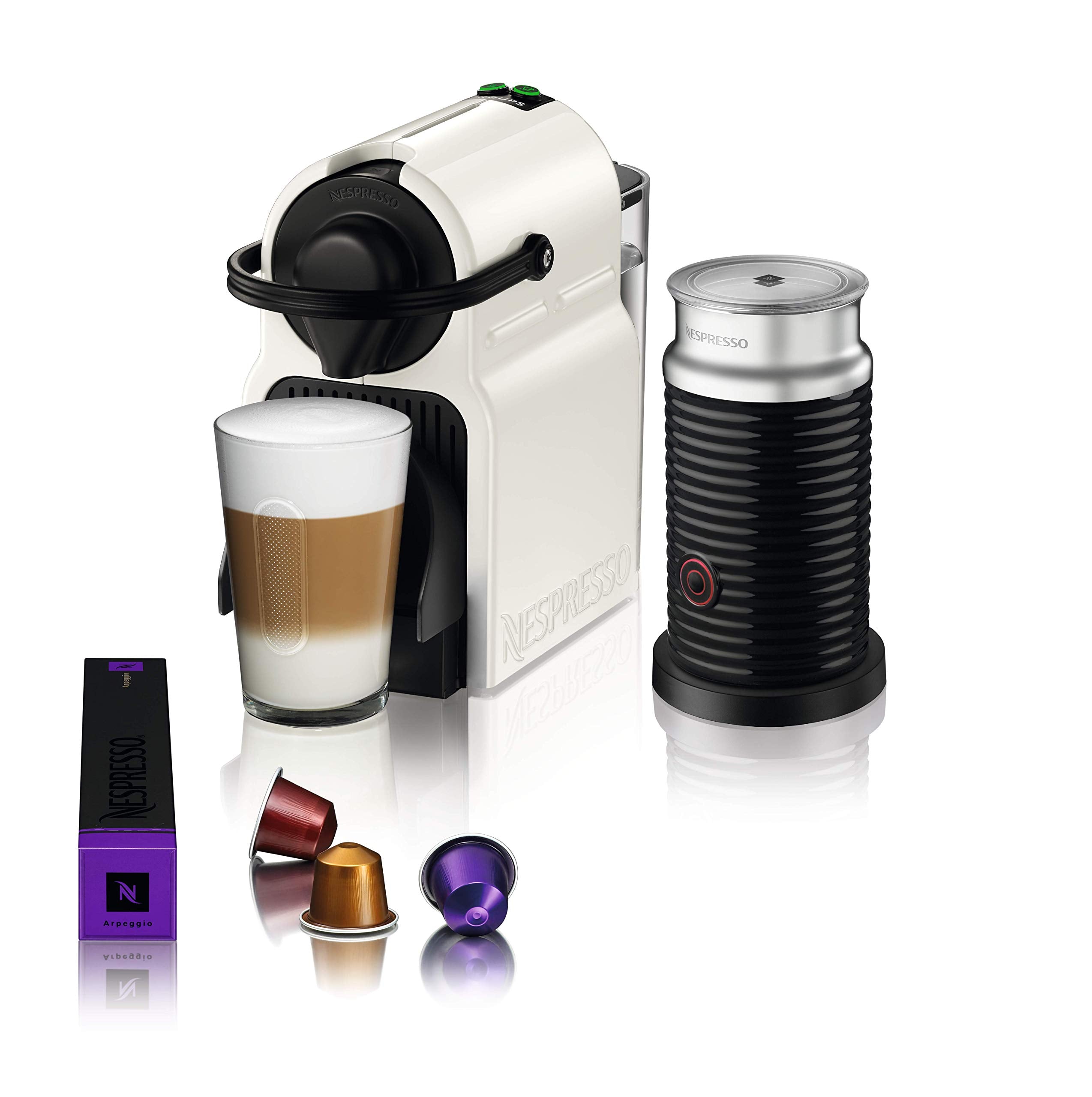 Machine à Café Capsule Rouge Rubis + Mousseur à Lait Blanc – Pack Complet Expresso